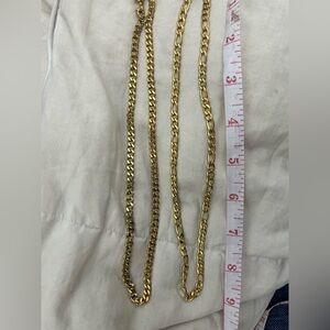 2 16”-18” Gold plated Chain Necklaces chokers Cuban link 5mm 6mm 7mm figaro